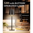 thumbnail image 3 of 2Pack Cordless Table Lamp, 5200mAh IP54 Waterproof Rechargeable Battery Desk Lamp, 3 Color Stepless Dimming Up, Battery Operated Lamp for Kitchen/Bedside/Outdoor/Restaurant/Camping (Black), 3 of 6