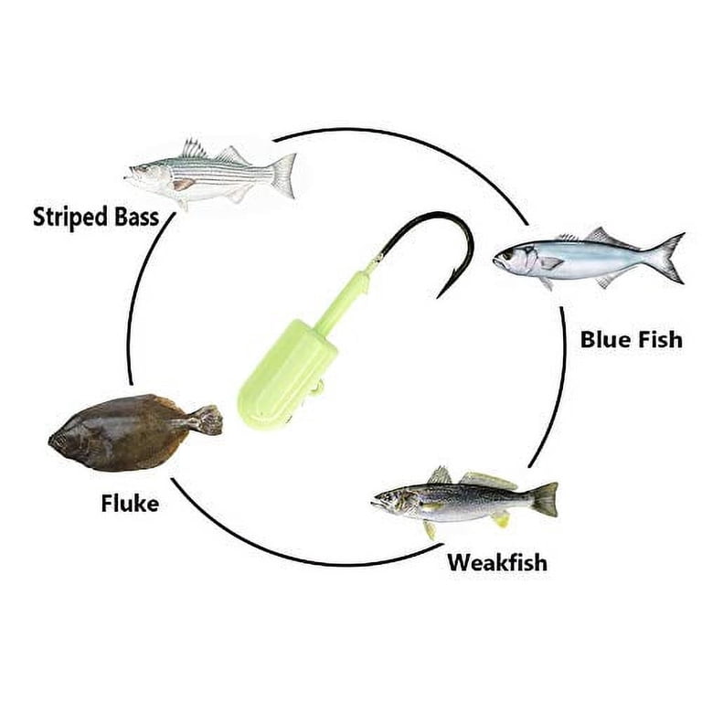 3oz Bullet Jig Heads - 12 Pack Glow In The Dark | 9/0 Mustad Hooks For Deep Saltwater Fishing | Snapper, Grouper & Big Game