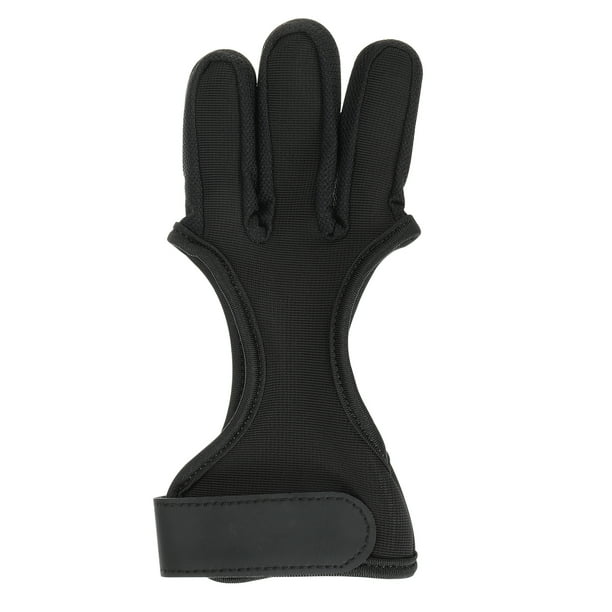 Guante de Tiro con Arco, Protector de Cuero de 3 Dedos, Guante de Arco Recurvo, Accesorios de Tiro con Arco, Negro, Pequeño