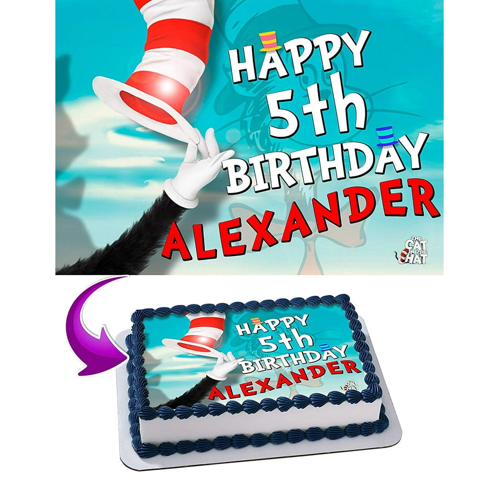 The Cat in the Hat Edible Cake Image Topper Personalized Picture 1/4