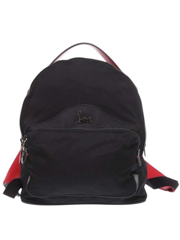 Pre-Owned Christian Louboutin Buckle Small Studs 1185168 Nylon Leather Black Backpack Daypack...