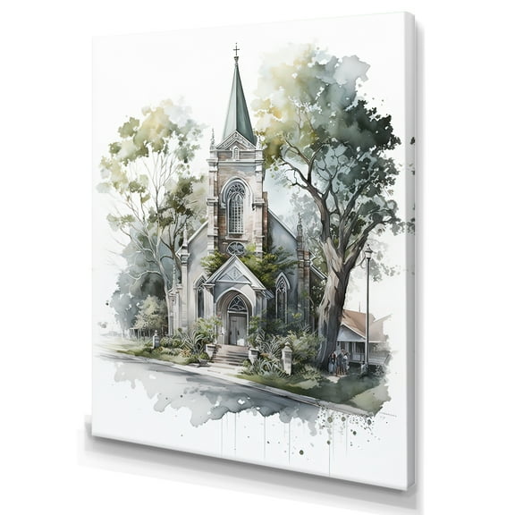 Designart Church In A Small Town IV Canvas Wall Art