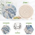 thumbnail image 4 of Haosy Set of 6 Drink Woven Coaster with Holder Heat Resistant Non-Slip Bar Coasters 4 Inches Watercolor Turtle Jellyfish, 4 of 7