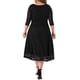 thumbnail image 4 of Vestido formal de mujer de talla grande Agnes Orinda con encaje floral, escote redondo, mangas 3/4 y bolsillo, vestido de cóctel para fiesta 4X negro, 4 of 8