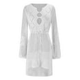 thumbnail image 4 of WMTBSRSW Crochet Swimsuit Coverup for Women V Neck Summer Bathing Suit Cover Ups Swimwear Long Sleeve Hollow Out Summer Knit Beach Dress, 4 of 5