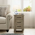 thumbnail image 3 of Grey Side Table with Drawer & Cabinet, Elegant End Table with Charging Station, Wooden Nightstand for Bedroom, Living Room, 3 of 8