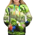 thumbnail image 2 of Lsque Pikmin Pattern Casual Women's Hoodie,Hooded Sweatshirt with Kangaroo Pocket,Pullover Hoodie with Eye-catching Drawstrings-Medium, 2 of 8