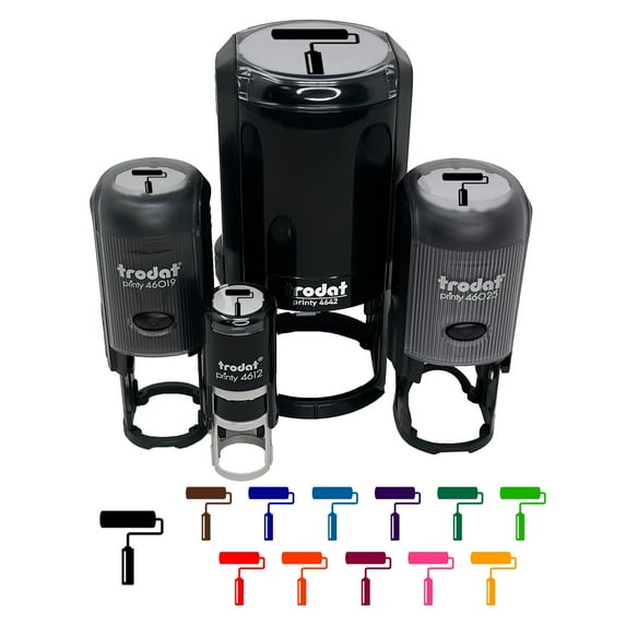 Paint Roller Painting Self-Inking Rubber Stamp Ink Stamper - Red Ink - Mini 1/2 Inch