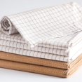 thumbnail image 2 of Highly Absorbent Cotton Kitchen Towels for Drying Dishes - Set of 6 Dish Towels - Narrow Beige Stripes Plaid Waffle Dishtowels - 18"X28" Large Lint Free Linen Tea Hand Bulk T Towls, 2 of 3