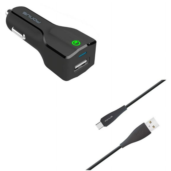 Charger Cord Type-C 10ft USB Cable w USB Port Fast 18W Car Charger N4D for Motorola Moto Z Force Droid X4, Revvlry Plus, G7 Power Play G6 - Nokia 3.1, 7.1, 8, Plus - OnePlus 5T, 6, 6T, 7 Pro