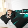 thumbnail image 4 of Homewish Cartoon Cyan Gamepad Queen Comforter Set for Teens, Stripes Abstract Bedding Sets, Neon Gradient Video Gamer Reversible Bedding Comforter Set, Luxury Bedroom Decor, 3pcs, 4 of 8