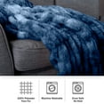 thumbnail image 6 of Lavish Home 60x80-Inch Ruched Faux Fur Blanket for Sofas and Beds (Blue), 6 of 7