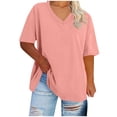 thumbnail image 2 of Otvok Ladies Shirts Women's Plus Size Tops V Neck Short Sleeve T-Shirts Summer Tees Casual Loose Fit Tunic Tops, 2 of 6