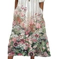thumbnail image 4 of DYMADE Women Round Neck Button Floral Print Short Sleeve Casual Dress, 4 of 4