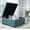 Teal, variant on Lisonu Tufted Square Storage Ottoman, Dark Teal – Upholstered Storage Bench with Pressure-Assist Soft-Close Hinged Lid, Tufted Waffle Stitch, Birch Tapered Legs, 35in Square x 18.25in H
