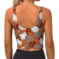 thumbnail image 3 of Haiem Various Pumpkins Pattern Womens Sports Bra - U Neck Padded Low Impact Yoga Bra Workout Crop Top Gym Moisture-Wicking Workout Vest -, 3 of 9