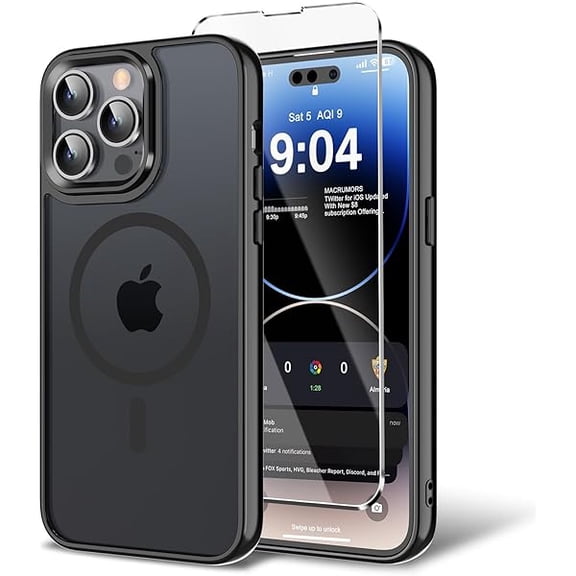 Magnetic Case for iPhone 11 Pro Max with Screen Protector, [Compatible with Magsafe] Ultra Slim Translucent Matte Shockproof Protection Phone Cover-Black