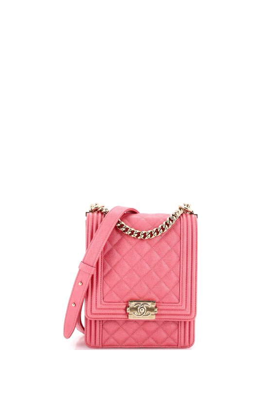 Pre-Owned North South Boy Flap Bag Quilted Caviar Small By Rebag