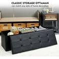 thumbnail image 5 of Folding Storage Ottoman Bench, Black Faux Leather Long Chest with Tray, Footrest Seat, Blanket Storage for Living Room Bedroom Office Hallway, 43.3"x15"x15", 5 of 16