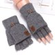thumbnail image 1 of Guantes de medio dedo con solapa bordados, de invierno, resistentes al frío, cálidos, forrados con vellón, de lana gruesa y cálida, tejidos en jacquard, para parejas, 1 of 6