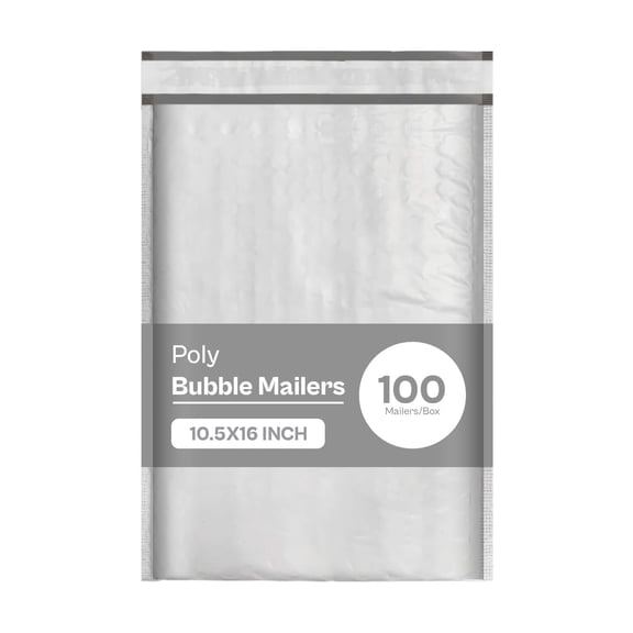 PSBM Poly Bubble Mailers #5 10.5" x 16" 100 Pcs White Grey Padded Envelopes Tamperproof Mailers for Safe Shipping