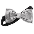 thumbnail image 1 of Shisuyan Rhinestone Bow Tie Silver 1Pcs 4.3x2.4x1.0in, 1 of 8