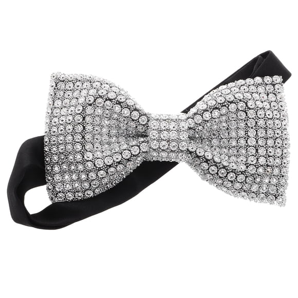 Pajaritas con brillantes diamantes de imitación para hombre, preatadas con lentejuelas y largo ajustable para bodas, fiestas y eventos formales, color plateado