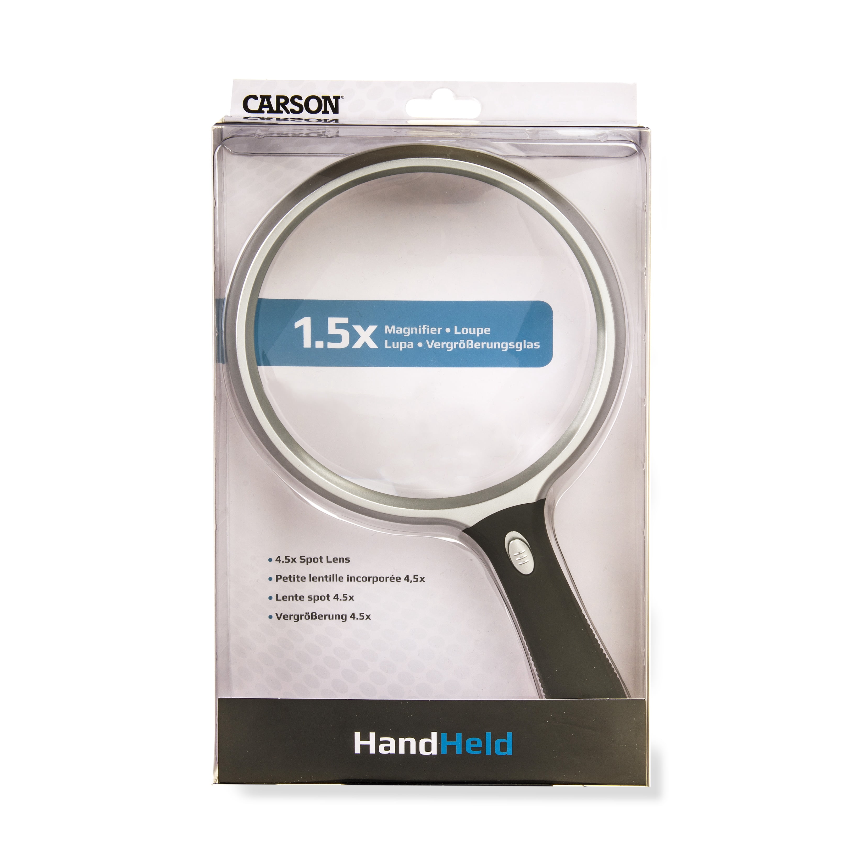 Carson HandHeld LED Lighted 1.5x Oversized Magnifier with 4.5x Spot Lens Great for Reading, Crafts, and Hobbies