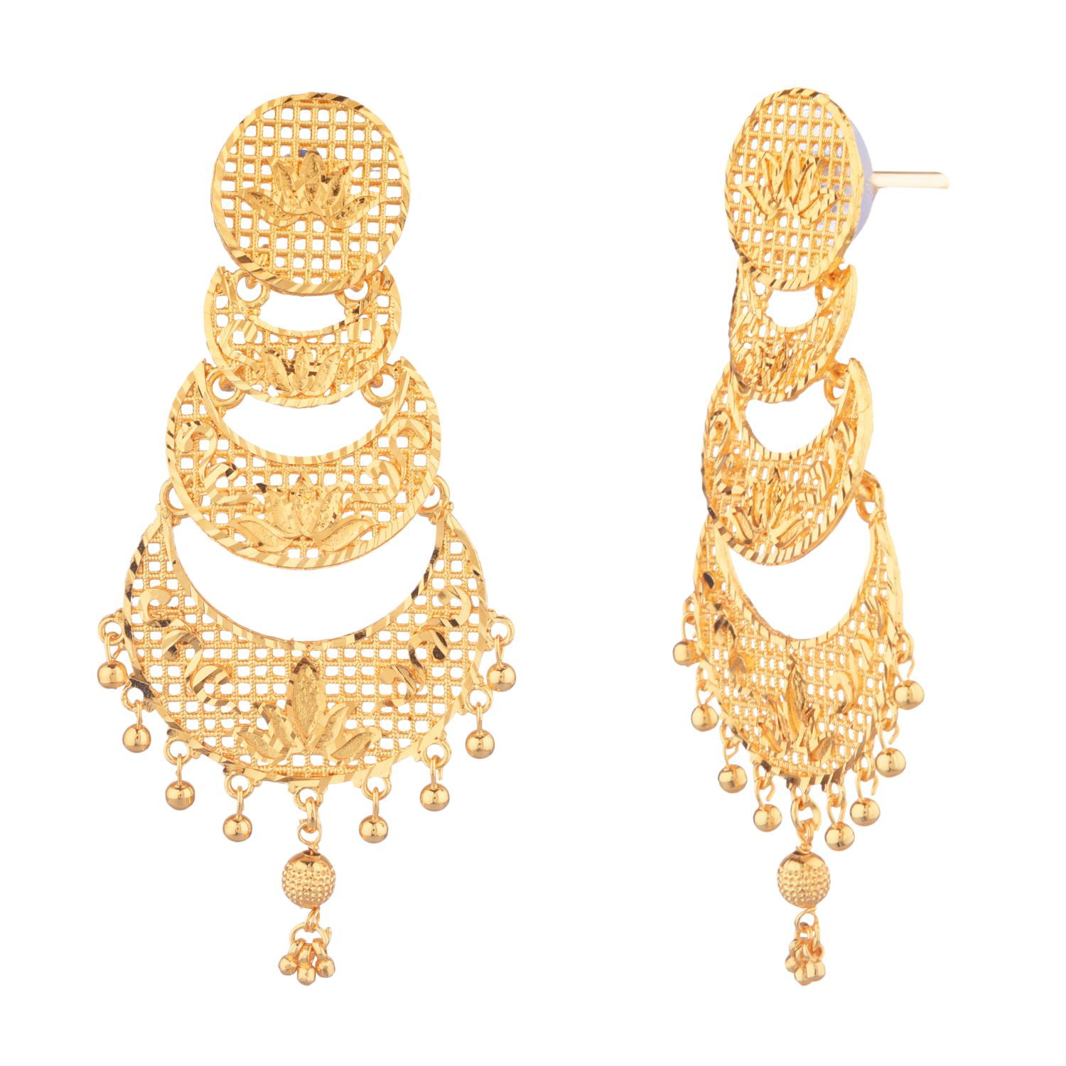 Dazzling Gold Temple Chandbali Earrings – Curio Cottage