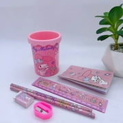 Anime Sanrio Hello Kitty Kuromi Cinnamoroll Stationary Set Cartoon Cute Pencil Book Pen Holder Ruler Study Stationery Gift