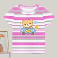 thumbnail image 3 of Kids Striped Shirts for Girls Boys Summer Short Sleeve Casual Tops Lightweight Comfy Graphic Tees Cute T Shirt, Pink, 5 Years, 3 of 3
