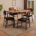 thumbnail image 3 of Dining mesa set para 4 con built-in almacenamiento rack - waterproof y scratch-resistant wood kitchen mesa con forrado sillas y metal frame para small spaces (retro color), 3 of 8