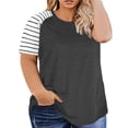 thumbnail image 2 of QATAINLAV Oversized Tshirts for Women Striped Short Sleeve Cotton Basic Tees Tops Loose Casual Crew Neck Blouses Tunics, Black, XXL, 2 of 8