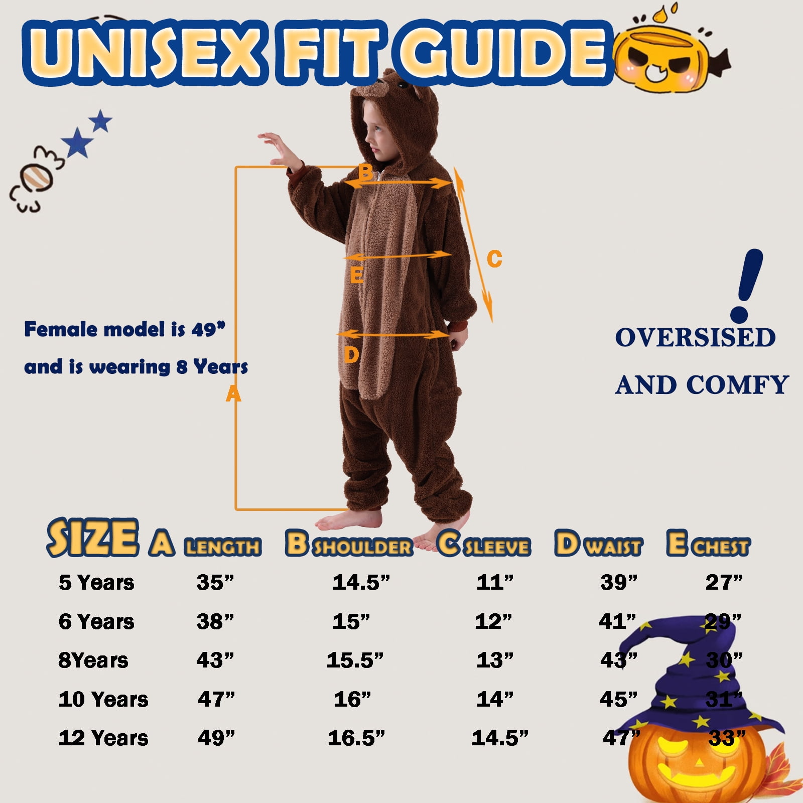 SWEETXIN Kids Bear Onesie Pajamas Plush Costume Cosplay Sleepwear for Girls Boys Jumpsuit 5T