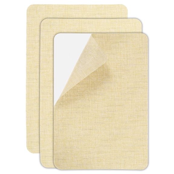 Uxcell 3Pcs 5.5 x 8" Canvas Repair Patch Self-Adhesive Linen Fabric Patch Khaki