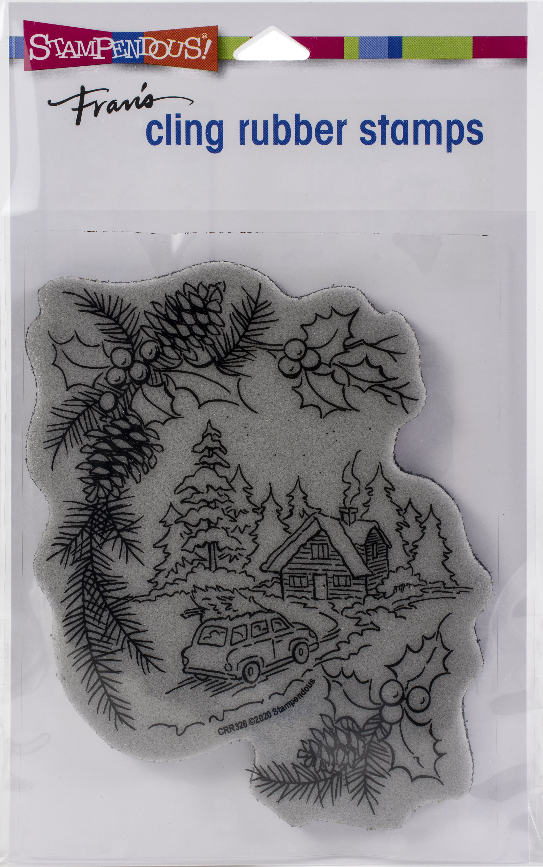 STAMPENDOUS Cling Rubber Stamp Pine Cabin 