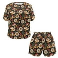 thumbnail image 4 of Yuyamidu Mushroom Daisy Womens Sleepwear Short Sleeve Tops & Pants Lounge Set Round Neck Casual Pjs Nightwear Summer Soft Sleepwear with Pockets, 4 of 7