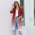 thumbnail image 4 of Robes for Women Zipper Lightweight Soft Bathrobes for Women Zip Up Front 3/4 Sleeve Knee Length Striped Fashion Sleepwear Nightgown with Pockets Red XL, 4 of 7