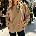 thumbnail image 5 of Paiwinds Oversized Sweatshirts for Women, Crewneck Solid Color Long Sleeve Tops with Front Pocket, Loose Fit Fall Winter Tunic Shirts, 5 of 6