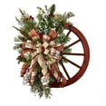 thumbnail image 3 of Vintage Red Wagon Wheel Christmas Wreath, 15.7 Inch Farmhouse Holiday Decor with Pine Cones & Berry Clusters, Rustic Xmas Wreath for Front Door, Wall, and Porch, 3 of 6