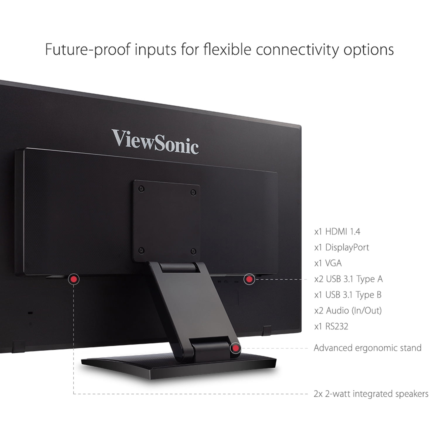 ViewSonic TD2455 Monitor de pantalla táctil multitáctil IPS de 24 pulgadas  1080p IPS de 10 puntos con ergonomía avanzada de doble bisagra USB C HDMI y