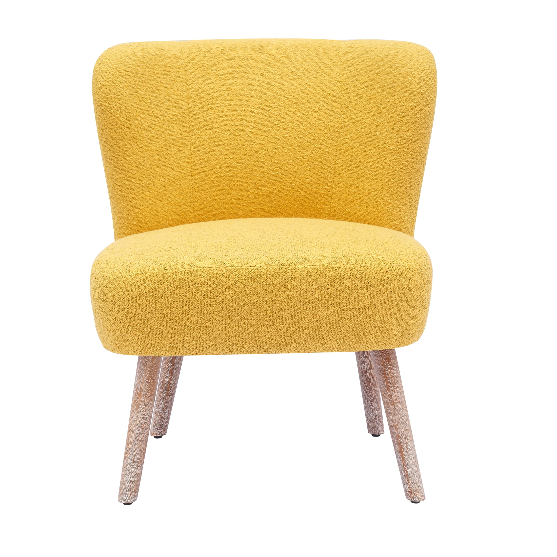Modern 25" Wide Wingback Accent Chair with Water and Stain Resistant Boucle Upholstered Fabric, Mustard