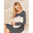 thumbnail image 4 of Ekouaer Women Maternity Nightgown Labor Delivery Nursing Gown Hospital Breastfeeding Dress Button Down Long Sleeve Sleepwear, 4 of 6