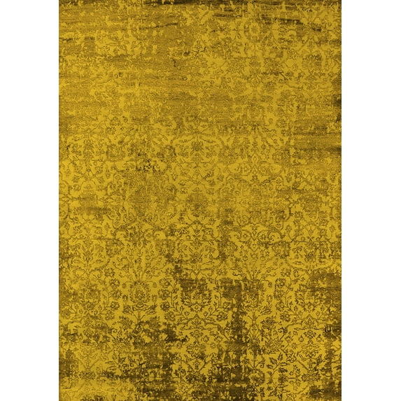 Ahgly Company Indoor Rectangle Oriental Yellow Industrial Area Rugs, 7' x 9'