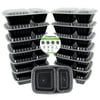 Freshware 15-Pack 2-Compartment Lunch Bento Box Reusable and Microwavable Food Container with Lids, YH-8288