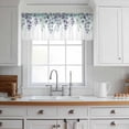 thumbnail image 3 of Teal Purple Botanical Valance Curtains for Kitchen/Living Room/Bathroom/Bedroom Window,Rod Pocket Small Topper Half Short Window Curtains Voile Sheer Scarf,Eucalyptus Leaves Watercolor Spring 60"x18", 3 of 8