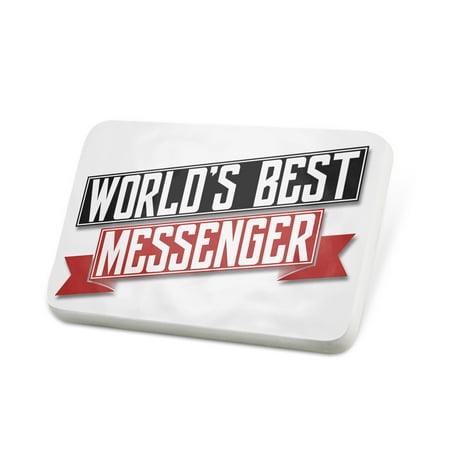 Porcelein Pin Worlds Best Messenger Lapel Badge –