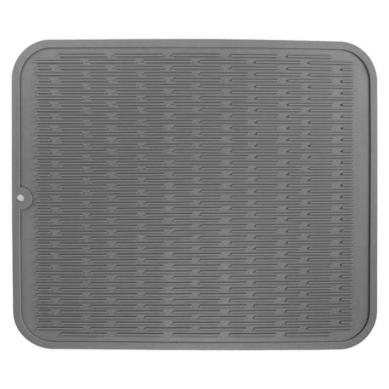 Sutowe Silicone Drying Mat 16 inch x 12 inch Dish Drying Mat Heat Resistant Table Dish Drainer Mat for Kitchen Counter Non-Slip Silicone Sink Mat BPA Free