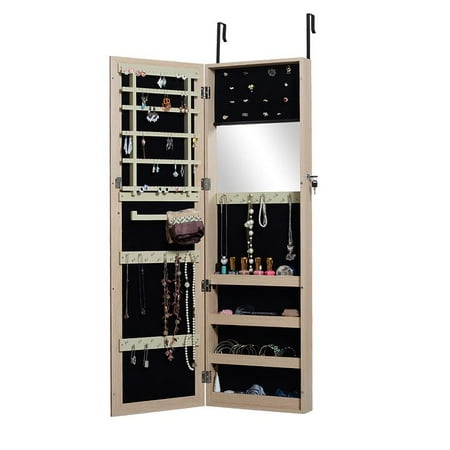 Jewelry Armoire Lock Organizedlife Full Length Mirror Jewelry Armoire Cabinet Chest with Lock Wall Door Mount ()