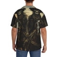 thumbnail image 3 of Rateoe Western Desert Skull Cowboy Pattern Men's Short Sleeve Classic Shirt, Casual Short-Sleeved Shirt, Lightweight Summer Shirt, Cuban Collar Shirt,Button-Front Shirt-Small, 3 of 5